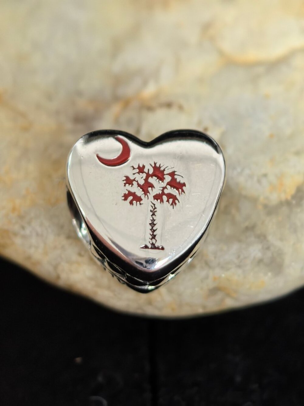 Pandora South Carolina Heart Bead Charm Travel Pendant, S925 Silver (Women's)